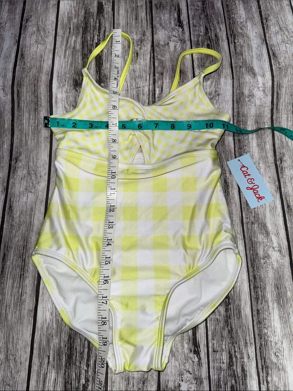 Cat & Jack Kids Yellow Gingham One-Piece Swimsuit